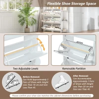 Coat Rack and Shoe Storage Cabinet with Shoe Cubbies, Space-Saving Hallway Storage Unit with Hinged Doors, 120L x 24W x 200H cm, White(m-6)