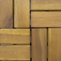 Outsunny Lot de 10 Caillebotis en Bois, Dalles Clipsables, Antidérapant, Résistants à Pourriture, Dalle Terrasse 31x31cm, Naturel(m-12)