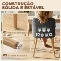 HOMCOM Conjunto de 2 Cadeiras de Cozinha Nórdicas Estofadas em Linho Encosto Curvo Assento Acolchoado Pernas de Madeira Cinzento Claro(m-7)