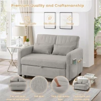 Two-Seater Pull-Out Sofa Bed with Three-Level Adjustable Backrest, Stylish Futon Couches with High-Density Foam, 112L x 169W x 59H cm, Light Gray(m-6)