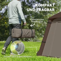 Outsunny Opblaasbare Campingtent voor 1-2 Personen Outdoor Familie Tent met Haak, Luchtpomp, Vensters en Deuren voor 4 Seizoenen(m-8)