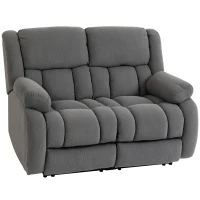 HOMCOM Sillón de 2 Plazas Relax Reclinable Manual Sillón Relax Tapizado en Terciopelo Reposapiés Ajustable Asiento Amplio Gris(m-1)