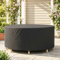 Outsunny Round Garden Furniture Cover, Waterproof Garden Table Cover, 420D Heavy Duty Oxford for Outdoor, Dia.214 x 70 cm, Black(m-10)