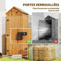 Outsunny Armoire de jardin extérieur abri de jardin en bois abri pour outils 3 étagères 2 Portes loquets Toit Pente bitumé rangement et stockage extérieurs pour terrasse 77 x 54 x 179 cm jaune(m-7)