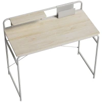 HOMCOM Mesa de Escritorio Moderno con Estante y Estructura de Metal Fácil Montaje 98x48x88,5 cm Roble(m-1)