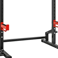 SPORTNOW Power Tower Multifonction Charge 500 kg, Barre de Traction, Rack de Squat, Supports pour Disques, 157x105x205cm, Rouge(m-8)