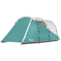Outsunny Tenda da Campeggio 3 Posti Impermeabile a Tunnel con Borsa di Trasporto, 460x260x190 cm, Verde(m-11)