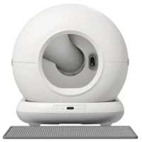 PawHut Selbstreinigende Katzentoilette 72L, Doppelreinigung, App-Steuerung, Sicherheitsfunktion, 58,1x47,5x53cm, Weiß(m-7)