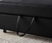 2-Seater Pull-Out Sofa Bed with 3-Level Adjustable Backrest, Space-Saving Convertible Bed with Metal Structure, 121L x 83W x 82H cm, Black(m-9)