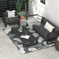 Outsunny Waterdicht Buitentapijt met Bladerpatroon - 182x274cm - Grijs/Wit(m-2)