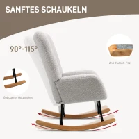 HOMCOM Schommelstoel, knusse bekleding, dikke vulling, lichtgrijs(m-4)