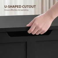 HOMCOM 127L Home Storage Box, with Safety Hinges - Black Wood-Effect(m-6)