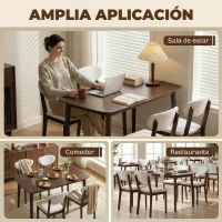 HOMCOM Conjunto Mesa de Comedor con 4 Sillas Mesa de Cocina con Sillas para 4 Personas Asiento Acolchado Crema(m-8)