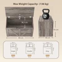 HOMCOM Aufbewahrungstruhe, Aufbewahrungsbank mit klappbarem Deckel und Sicherheitscharnieren, 80 x 40 x 45 cm, grau(m-3)