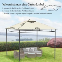 Outsunny Vervangingsdak voor Paviljoen 3x3m waterafstotend Paviljoendak met 8 Waterafvoergaten Crèmewit(m-3)