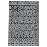 Outsunny Outdoor wendbaar tapijt, waterbestendig, geometrisch, 182x274cm, Zwart/Grijs(m-1)