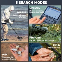 Outsunny Metal Detector for Adults and Beginners, Gold Detector with Higher Accuracy IP68 Waterproof Coil, 5 Professional Modes with Pinpoint & Memory Mode, Bigger Backlit LCD Display with DSP Chip(m-4)