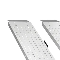 HOMCOM Lot de 2 Rampes de Chargement Pliantes avec Poignées et Surface Antidérapante, Charge Max. 400 kg, 180 x 25,5 cm, Argent(m-13)