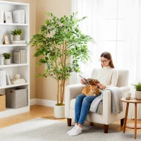 HOMCOM Ficus Artificial 150 cm Planta Artificial con 1116 Hojas y Maceta Planta Artificial Decorativa para Interior Verde(m-10)