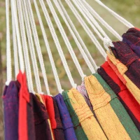 Outsunny hangmat outdoor katoen met draagtas 290 x 150 cm veelkleurig(m-7)