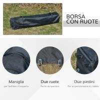 Outsunny Gazebo da Giardino Pieghevole 3.9x3.9m in Metallo, Gazebo Portatile con Borsa da Viaggio, Cachi(m-8)