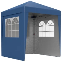 Outsunny Tonnelle barnum de jardin pop-up pliant réglable en hauteur protection UV 30+ 3 parois latérales bleu foncé(m-1)
