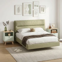 HOMCOM Lot de 2 tables de chevet, tables de nuit avec tiroir et compartiment ouvert, 40 x 40 x 55 cm, chêne et vert clair(m-9)