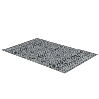 Outsunny Outdoor wendbaar tapijt, waterbestendig, geometrisch, 182x274cm, Zwart/Grijs(m-10)