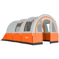 Outsunny Campingzelt bis 3 Pers., Familienzelt, separate Bereiche, wasserdicht, Cremeweiß(m-1)