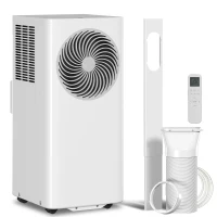 HOMCOM Aire Acondicionado Portátil 7000 BTU 4 en 1 Enfriamiento Deshumidificador Ventilador Modo de Sueño para 26 m² Blanco(m-1)