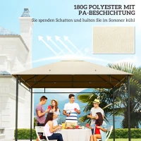 Outsunny Vervangingsdak voor Paviljoen 3x3m waterafstotend Paviljoendak met 8 Waterafvoergaten Crèmewit(m-6)