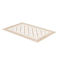 Outsunny Waterdicht en onderhoudsvriendelijk Buitentapijt, omkeerbaar, Rasterpatroon, 182x274cm, Bruin/Crème(m-10)