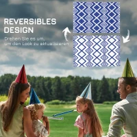 Outsunny Terrasvloerkleed voor buiten, weerbestendig, modern ontwerp, 182 cm x 274 cm x 0,3 cm, Blauw + Wit(m-7)