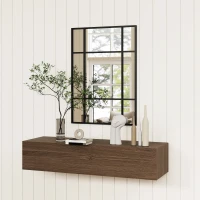 HOMCOM Miroir mural verrière rectangulaire style fenêtre, horizontal ou vertical avec 4 crochets, en métal noir - 50x70 cm(m-7)