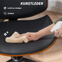 HOMCOM Thuiswerkstoel van kunstleer in hoogte verstelbaar draaistoel tot 135 kg belastbaar 52 x 54 x 74-84 cm Zwart+Walnootbruin(m-6)