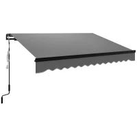 Outsunny 3 x 2.5m Electric Awning with LED Light and Remote Controller, Aluminium Frame DIY Retractable Awning, UV50+ Sun Shade Canopy for Garden Patio Deck Door Window, Dark Grey(m-1)