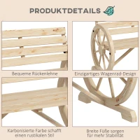 Outsunny Tuinbank, Wagenwiel-ontwerp, voor 2 personen, natuurlijk hout, donkerbruin, 105,5 x 56 x 79 cm, Natuurlijk(m-5)