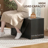 HOMCOM 127L Home Storage Box, with Safety Hinges - Black Wood-Effect(m-7)