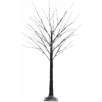 HOMCOM Kunstmatige Berk met LED-verlichting, 96 warmwitte Micro-LEDs, 150 cm, Bruin(m-1)
