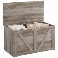 HOMCOM Aufbewahrungstruhe, Aufbewahrungsbank mit klappbarem Deckel und Sicherheitscharnieren, 80 x 40 x 45 cm, grau(m-8)