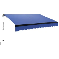 Outsunny 3 x 2.5m Electric Awning with LED Light and Remote Controller, Aluminium Frame DIY Retractable Awning, UV50+ Sun Shade Canopy for Garden Patio Deck Door Window, Blue(m-1)