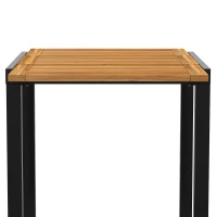 Outsunny Patio Dining Table Expandable Outdoor Dining Table Acacia Wood Top 80-120 cm Natural and Black(m-12)