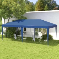 Outsunny Carpa Plegable 6x3 m con Altura Ajustable en 3 Niveles Bolsa de Transporte Anti-UV y Marco de Acero Azul(m-10)