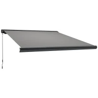 Outsunny 3.5 x 3 m Electric Awning with Remote Controller, Aluminium Frame DIY Retractable Awning, UV50+ Sun Shade Canopy for Garden Patio Deck Door Window, Light Grey(m-1)