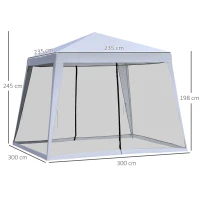 Outsunny Tonnelle barnum style colonial dim. 3L x 3l x 2,45H m 4 moustiquaires 2 zippées gris noir(m-3)
