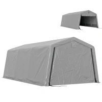 Outsunny Cort pentru Mașini și Petreceri cu 2 Ferestre Laterale, din Oțel Zincat și PE, 618x265/330x240 cm, Gri Deschis(m-17)