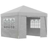 Outsunny Gazebo 3x3 m Pieghevole ad Altezza Regolabile con Finestrelle, in Acciaio e Tessuto Oxford Grigio Chiaro