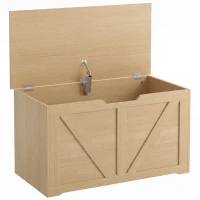 HOMCOM Storage chest, storage bench with flip-top lid and safety hinges, 80 x 40 x 45 cm, natural(m-1)