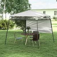 Outsunny Tenda Dobrável 220x220x200 cm com 1 Parede Lateral Bolsa de Transporte Impermeável e Proteção UV50+ para Jardim Pátio Branco(m-7)