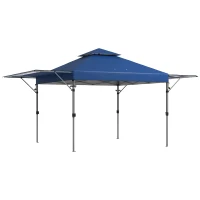 Outsunny Tonnelle pop-up jardin Pliant 5 x 3 m, tissu oxford avec 2 parois réglables, sac à de transport à roulettes inclus(m-1)